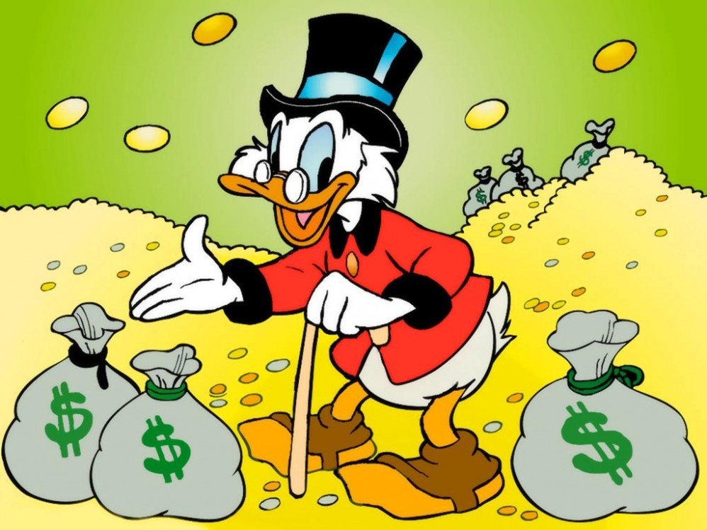Scrooge McDuck in his treasure vault