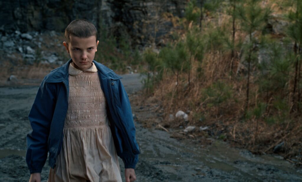 Millie Bobby Brown as Eleven in a still from Stranger Things