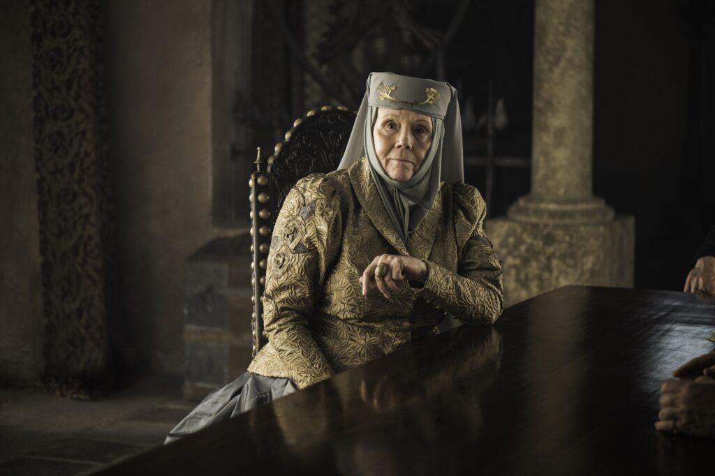 Diana Rigg as Lady Olenna Tyrell in the HBO series Game of Thrones