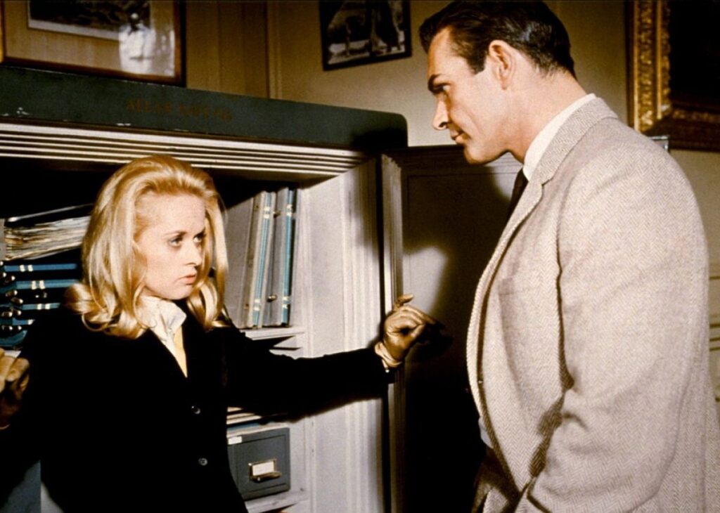 Tippi Hedren and Sean Connery in a still from Marnie