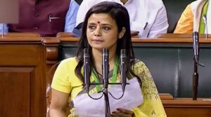 India: Trinamool Congress MP Mahua Moitra from from Krishnanagar, West Bengal addressing the parliament