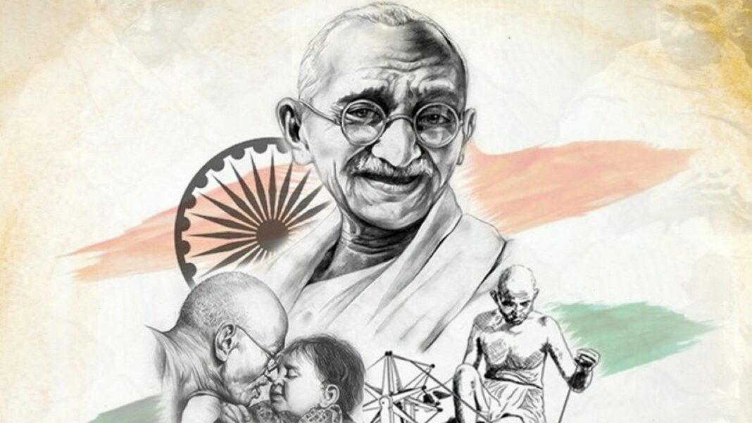 Download Mahatma Gandhi Sketch Portrait Wallpaper | Wallpapers.com